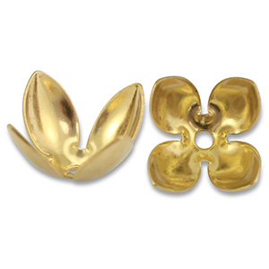 Stainless Steel - Rostfrei Stahl Schmuckzubeh&ouml;r Perlenkappe Blume Gold