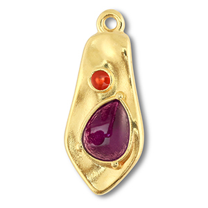Metall Anh&auml;nger DQ Irregular Gold (Nickelfrei)-purple-red