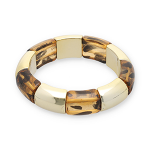 Resin-Armb&auml;nder mit Leopard-Print Gold-transparent light amber brown-black