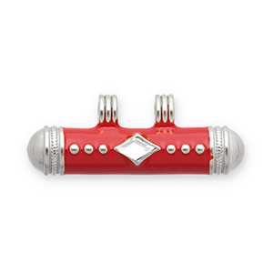 Stainless Steel - Rostfrei Stahl Message Bead Anh&auml;nger Silver-red-transparent