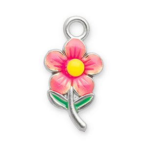 Stainless Steel - Rostfrei Stahl Anh&auml;nger Blume Silver-light pink-yellow