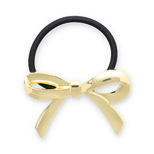 Haarschmuck Haargummi mit Metall Schleife Gold-black