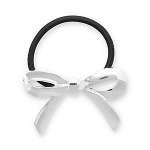 Haarschmuck Haargummi mit Metall Schleife Silver-black