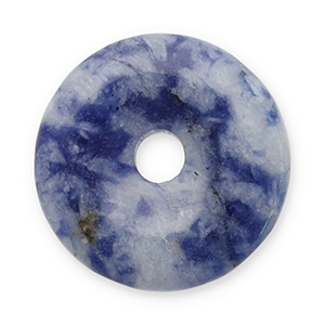 Naturstein Anh&auml;nger Sodalith und Mikrokline Donut 16mm Blue-white