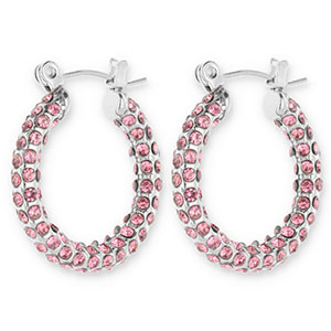 Ohrringe aus Stainless Steel - Rostfreiem Stahl Creolen mit Strass Silver-pink