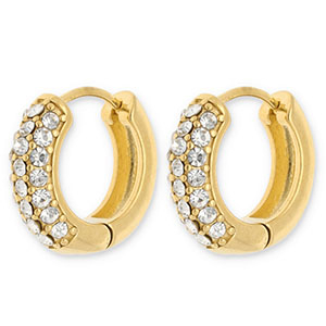 Ohrringe aus Stainless Steel - Rostfreiem Stahl Creolen mit Strass Gold-transparent