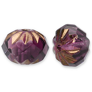 B&ouml;hmische Perlen FPB Rund 10x7mm Amethyst-bronze