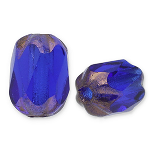 B&ouml;hmische Perlen FPB Oval 6x4mm Dark sapphire-bronze