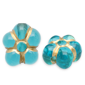 Acrylperlen Blume Teal blue-gold