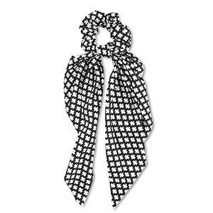 Scrunchie-Stoff Haargummi mit langem Band Black-off white