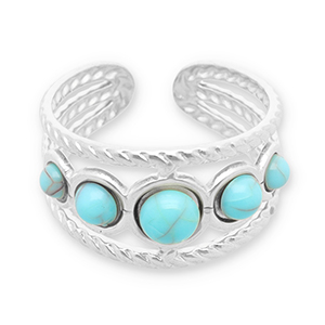 Ringe aus Stainless Steel - Rostfreiem Stahl mit Imitation von Naturstein Silver-turquoise