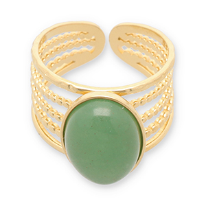 Ringe aus Stainless Steel - Rostfreiem Stahl mit Naturstein Gold-jade green