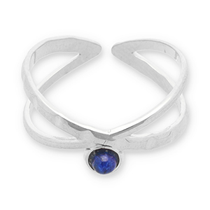 Ringe aus Stainless Steel - Rostfreiem Stahl mit Naturstein Silver-dark blue