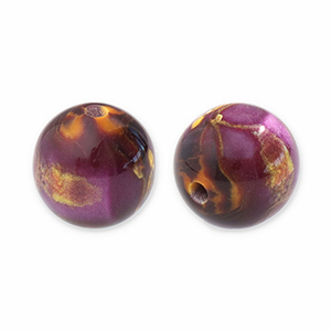 Resin Perlen mit Glitzer 14mm Purple-gold