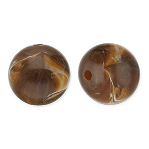 12 mm Acrylperlen Rund Dark brown-white