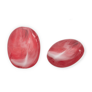 Acrylperlen Oval Red-white