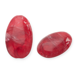 Acrylperlen Lang Oval Red-white