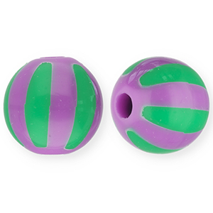 12 mm Acrylperlen mit Streifen Purple-green