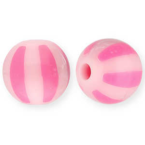12 mm Acrylperlen mit Streifen Light pink-pink