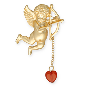 Statement Broschen Amor Gold-red