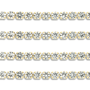 Strass Ketten aus Stainless Steel - Rostfreiem Stahl 3mm Gold-crystal