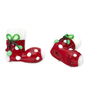 Glasperlen Weihnachtsstr&uuml;mpf Red-white