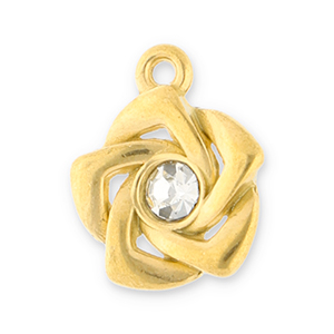 Stainless Steel - Rostfrei Stahl Anh&auml;nger Rose mit Strass Gold-transparent