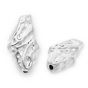 Stainless Steel - Rostfrei Stahl Perlen Irregular mit Strass Silver-transparent