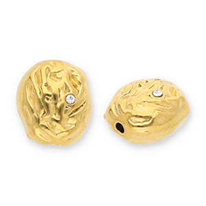 Stainless Steel - Rostfrei Stahl Perlen Oval mit Strass Gold-transparent