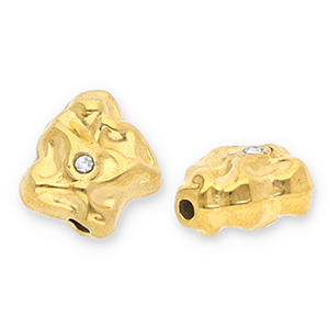 Stainless Steel - Rostfrei Stahl Perlen Irregular mit Strass Gold-transparent
