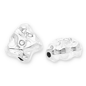 Stainless Steel - Rostfrei Stahl Perlen Irregular mit Strass Silver-transparent