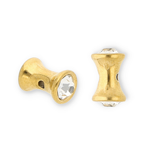 Stainless Steel - Rostfrei Stahl Perlen Diabolo mit Strass Gold-transparent