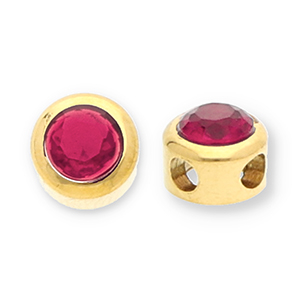 Stainless Steel - Rostfrei Stahl Perlen Rondellen mit Strass Gold-dark pink