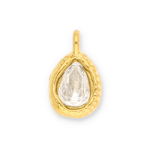 Stainless Steel - Rostfrei Stahl Anh&auml;nger Tropfenform mit Facet Gold-transparent