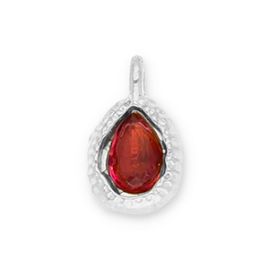 Stainless Steel - Rostfrei Stahl Anh&auml;nger Tropfenform mit Facet Silver-red