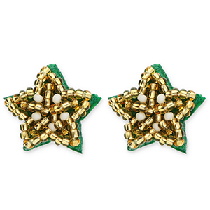 Trendy Ohrringe / Ohrstecker Stern Gold-white-green