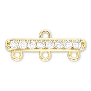 Brass TQ Metall Zwischenst&uuml;ck mit 3 &Ouml;sen Gold-transparent