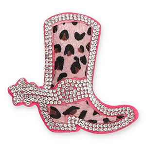 Statement hangers mit Strass Cowboystiefel mit Leopard-Print Crystal-vintage pink-dark pink