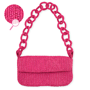Handtasche mit Glasperlen Fuchsia