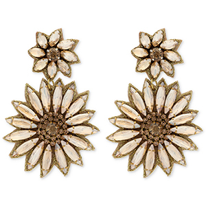 Trendy Ohrringe / Ohrstecker mit Glasperlen Blumen Gold