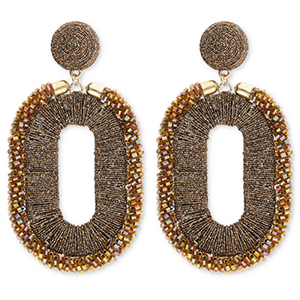 Trendy Ohrringe / Ohrstecker mit Glasperlen Oval Golden brown-AB coating