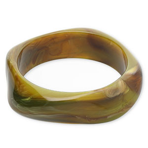 Resin-Armb&auml;nder Bangle Olive green-brown-white