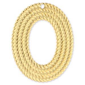 Stainless Steel - Rostfrei Stahl Anh&auml;nger Oval Gold