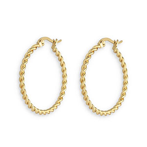 Ohrringe aus Stainless Steel - Rostfreiem Stahl Creolen Twisted Gold