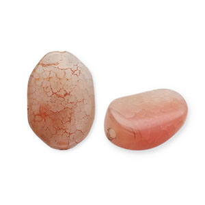 Halbedelstein Perlen Achat Oval Coral red-white