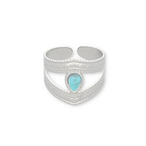 Ringe aus Stainless Steel - Rostfreiem Stahl mit Naturstein Silver-turquoise