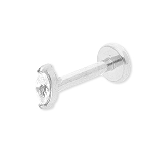 Ohrpiercing aus Stainless Steel - Rostfreiem Stahl Oval mit Strass Silver-crystal