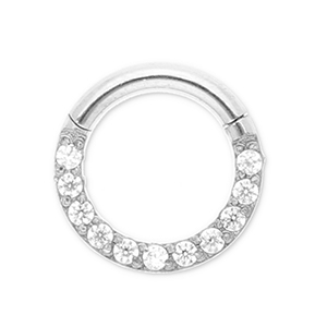 Ohrpiercing aus Stainless Steel - Rostfreiem Stahl Clicker Ring mit Strass Silver-crystal