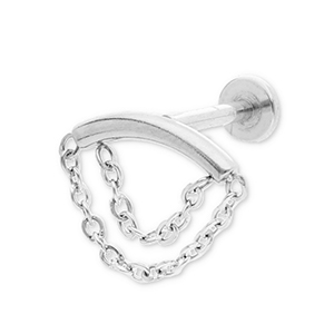 Ohrpiercing aus Stainless Steel - Rostfreiem Stahl Bogen mit 2-lagig Kette Silver