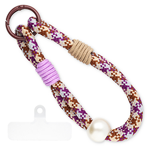 Trendy Segeltau-Handykette inkl. Befestigungs-Patch Purple-brown-beige-grey-ivory white